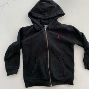 Boys size 6 Polo black zip up hoodie